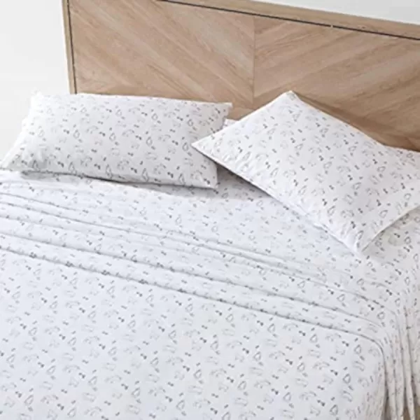 Eddie Bauer Home Sheets Cotton Percale Bedding Set Crisp  Cool Stylish Home Decor4 pcs Queen Northern Plaid GreyWhiteAnimal Tracks