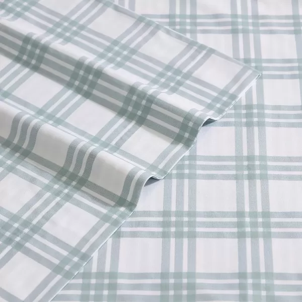 Eddie Bauer Home Sheets Cotton Percale Bedding Set Crisp  Cool Stylish Home Decor4 pcs Queen Northern Plaid GreyWhiteBasic Plaid Light Green