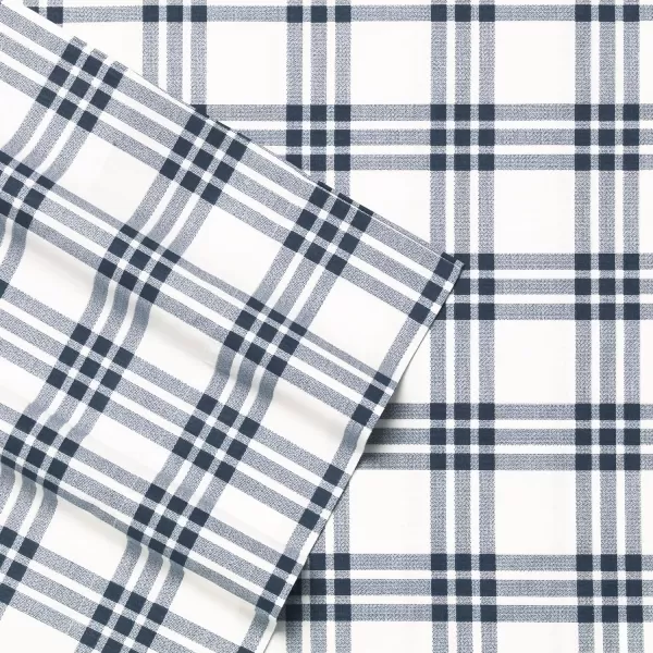 Eddie Bauer Home Sheets Cotton Percale Bedding Set Crisp  Cool Stylish Home Decor4 pcs Queen Northern Plaid GreyWhiteBasic Plaid Navy