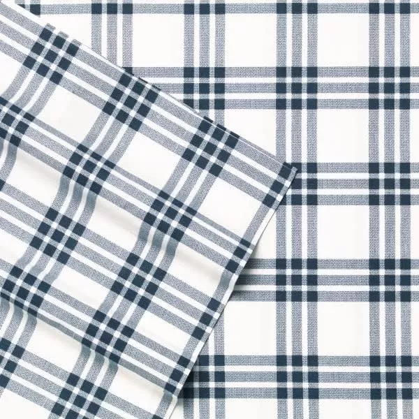 Eddie Bauer Home Sheets Cotton Percale Bedding Set Crisp  Cool Stylish Home Decor4 pcs Queen Northern Plaid GreyWhiteBasic Plaid Navy