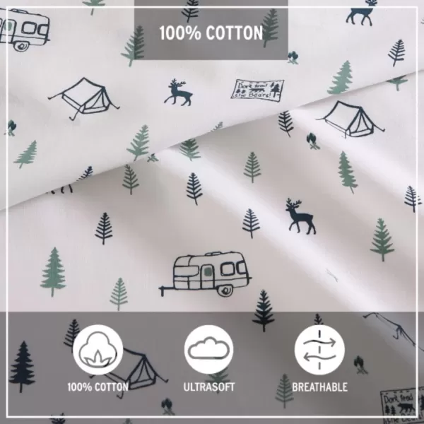 Eddie Bauer Home Sheets Cotton Percale Bedding Set Crisp  Cool Stylish Home Decor4 pcs Queen Northern Plaid GreyWhiteCampout