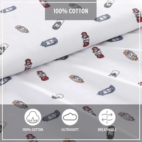 Eddie Bauer Home Sheets Cotton Percale Bedding Set Crisp  Cool Stylish Home Decor4 pcs Queen Northern Plaid GreyWhiteExplore Lantern