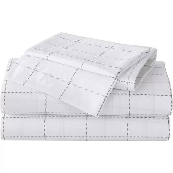 Eddie Bauer Home Sheets Cotton Percale Bedding Set Crisp  Cool Stylish Home Decor4 pcs Queen Northern Plaid GreyWhiteFish Atol