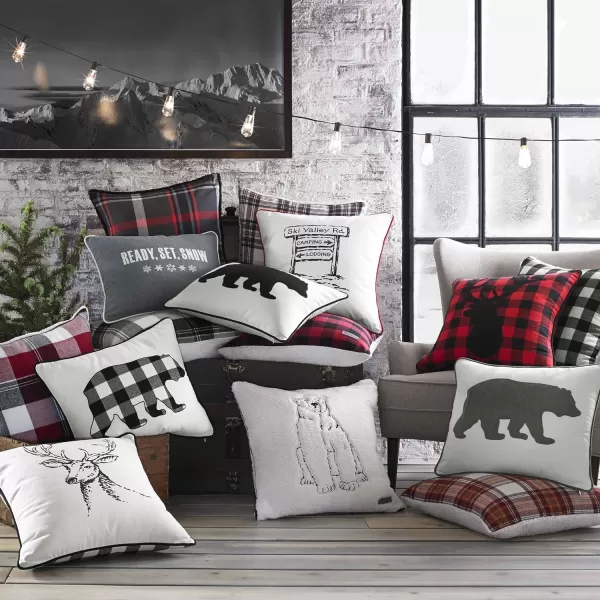 Eddie Bauer Home Throw Pillow with Zipper Closure Perfect Home Decor for Bed or Sofa 16 x 20 Elk CharcoalBlackCabin Plaid Red 1 Count Pack of 1