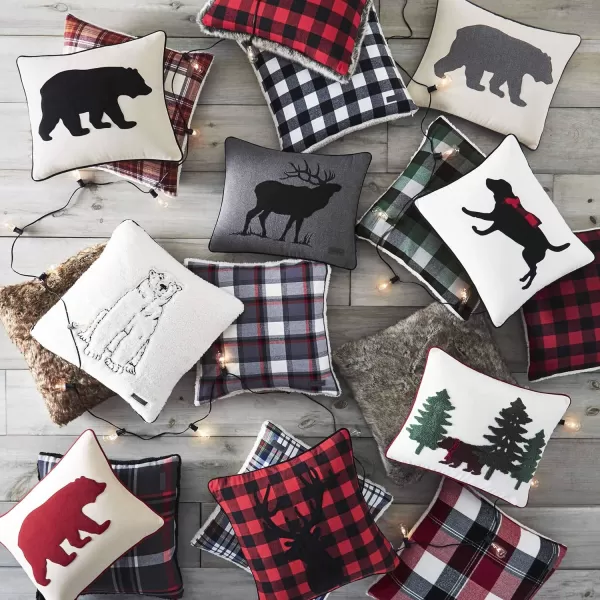 Eddie Bauer Home Throw Pillow with Zipper Closure Perfect Home Decor for Bed or Sofa 16quot x 20quot Bear Twill BlackCabin Plaid Stag RedBlack