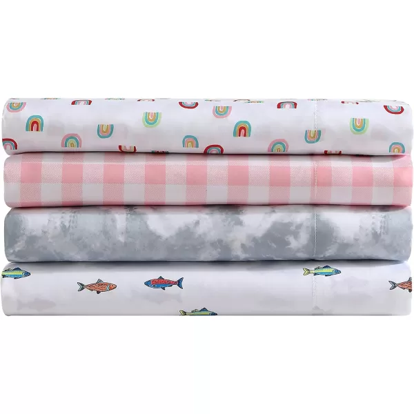 Eddie Bauer Kids  Queen Sheets Stain Resistant Kids Bedding Ideal for Toddler Bedding Set Poppy Plaid Pink QueenFish Lake WhiteMulti