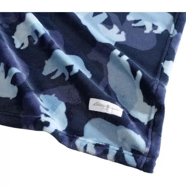 Eddie Bauer Kids  Throw Blanket Super Soft amp Cozy Kids Fleece Bedding Playful Home Decor Fish Lake Grey 50 x 60FullQueen Camp Camo Navy