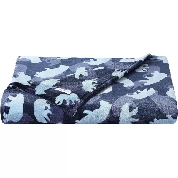 Eddie Bauer Kids  Throw Blanket Super Soft amp Cozy Kids Fleece Bedding Playful Home Decor Fish Lake Grey 50 x 60FullQueen Camp Camo Navy