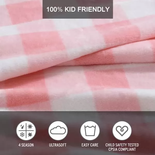 Eddie Bauer Kids  Throw Blanket Super Soft amp Cozy Kids Fleece Bedding Playful Home Decor Fish Lake Grey 50 x 60FullQueen Poppy Plaid PinkWhite