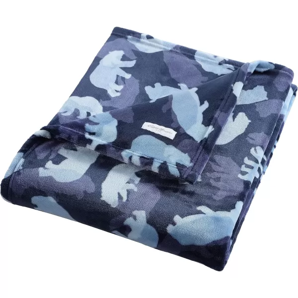 Eddie Bauer Kids  Throw Blanket Super Soft amp Cozy Kids Fleece Bedding Playful Home Decor Fish Lake Grey 50 x 60Throw Camp Camo Navy