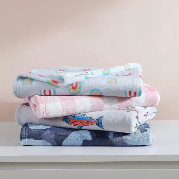 Eddie Bauer Kids  Throw Blanket Super Soft amp Cozy Kids Fleece Bedding Playful Home Decor Fish Lake Grey 50 x 60Throw Sunnyvale Rainbow Light BlueMulti