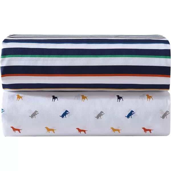 Eddie Bauer Kids  Twin Sheets Stain Resistant Kids Bedding Ideal for Toddler Bedding Set Vivid Stripe Blue TwinBuddy the Dog White Full