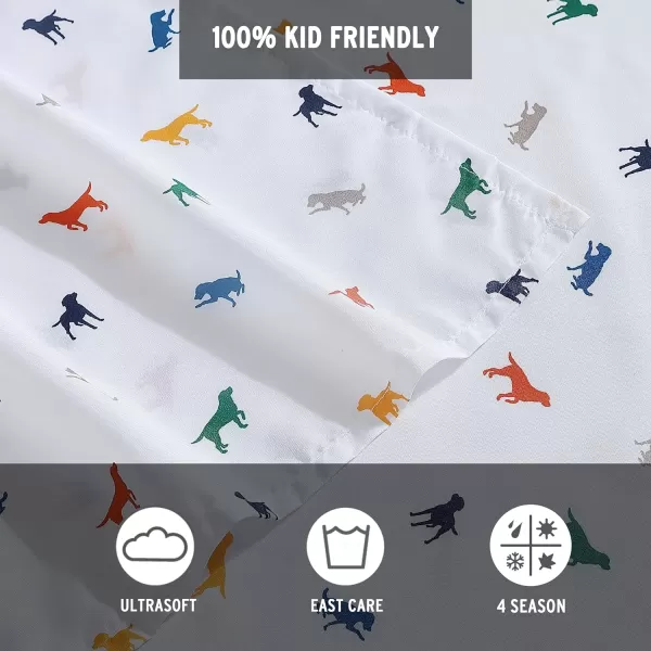 Eddie Bauer Kids  Twin Sheets Stain Resistant Kids Bedding Ideal for Toddler Bedding Set Vivid Stripe Blue TwinBuddy the Dog White Full