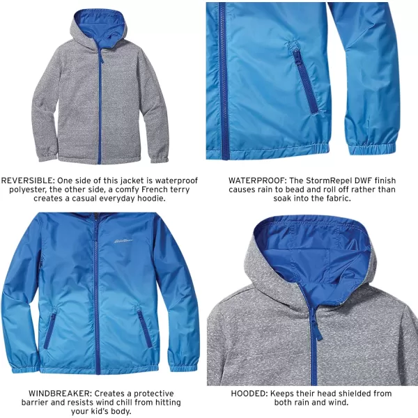 Eddie Bauer Kids Reversible Jacket  Full Zip Hooded Windbreaker Water Repellent Jacket for Boys and Girls XSXLBlue