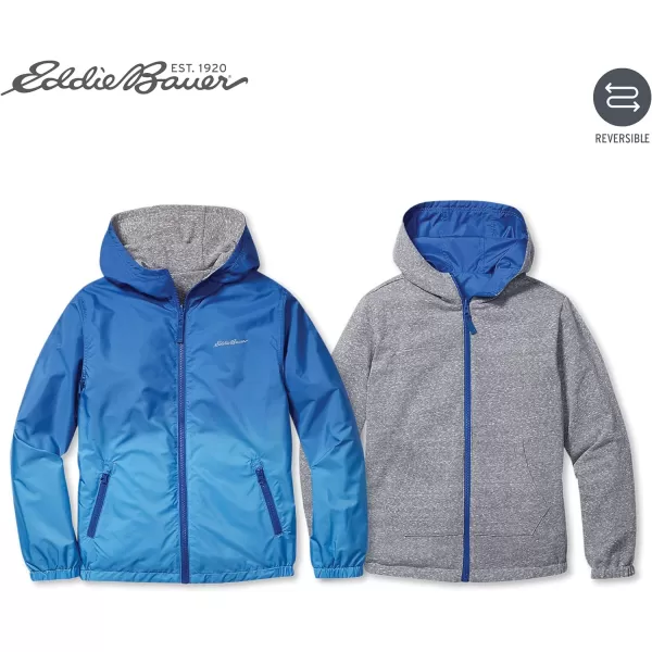 Eddie Bauer Kids Reversible Jacket  Full Zip Hooded Windbreaker Water Repellent Jacket for Boys and Girls XSXLBlue