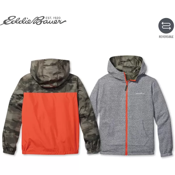 Eddie Bauer Kids Reversible Jacket  Full Zip Hooded Windbreaker Water Repellent Jacket for Boys and Girls XSXLCamo