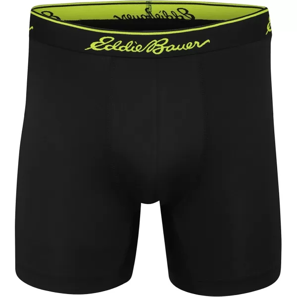 Eddie Bauer Mens 5 No Fly Performance Boxer Brief Underwear 3 Pack or 4 PackBrushed BlackTre BlueSalsa ZzBlue Smoke