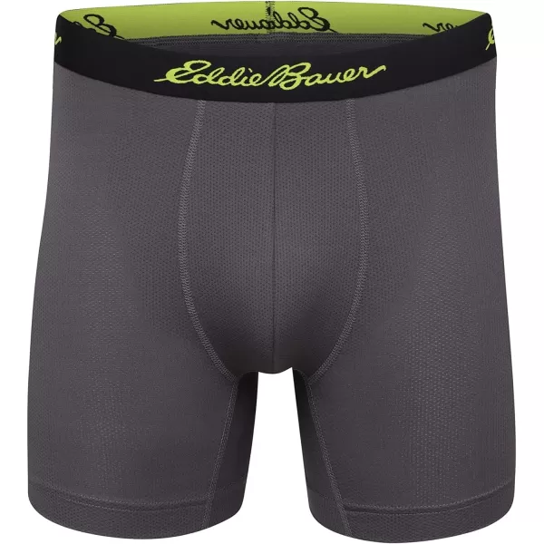 Eddie Bauer Mens 5 No Fly Performance Boxer Brief Underwear 3 Pack or 4 PackMesh Ash GreyCinderDark LodenDark Berry