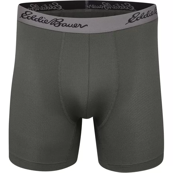 Eddie Bauer Mens 5 No Fly Performance Boxer Brief Underwear 3 Pack or 4 PackMesh Ash GreyCinderDark LodenDark Berry