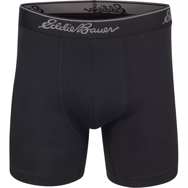 Eddie Bauer Mens 5 No Fly Pouch Premium Value Cotton Boxer Briefs Underwear 5 PackBlackTru BlueOchreBlack True Blue