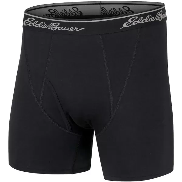 Eddie Bauer Mens 6 Cotton Boxer Briefs 2PackCotton  BlackBlack