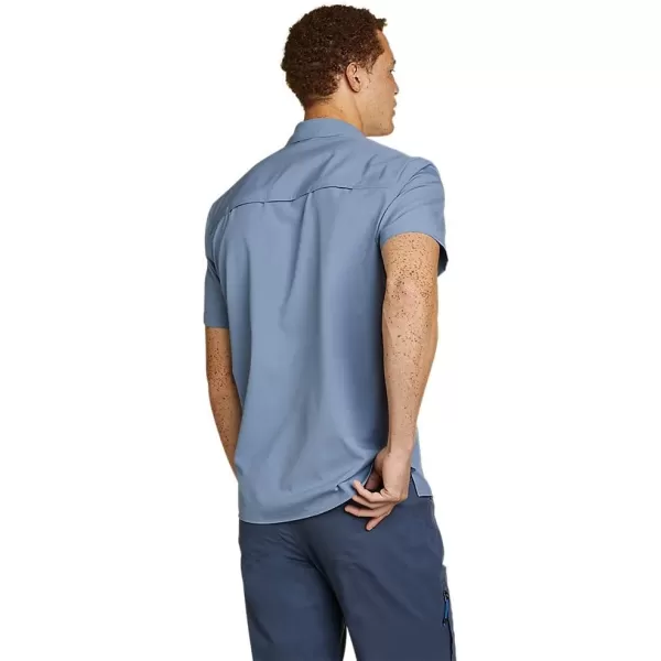 Eddie Bauer Mens Atlas Exploration Flex ShortSleeve ShirtRegular Blue Haze