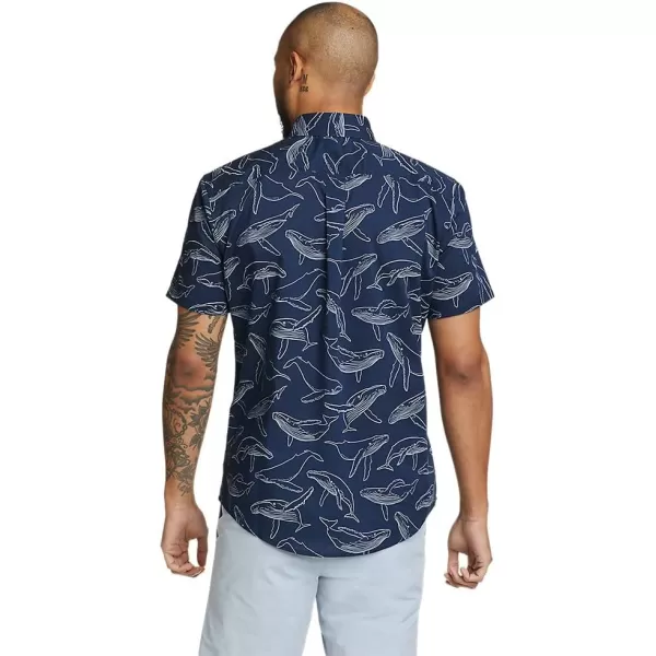 Eddie Bauer Mens Baja ShortSleeve Shirt  PrintRegular Marina