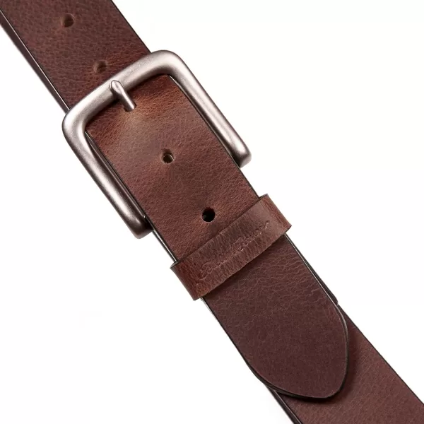 Eddie Bauer Mens Casual Leather Belt with Metal BuckleBridle Leather  Brown