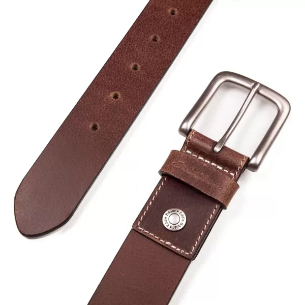 Eddie Bauer Mens Casual Leather Belt with Metal BuckleBridle Leather  Brown