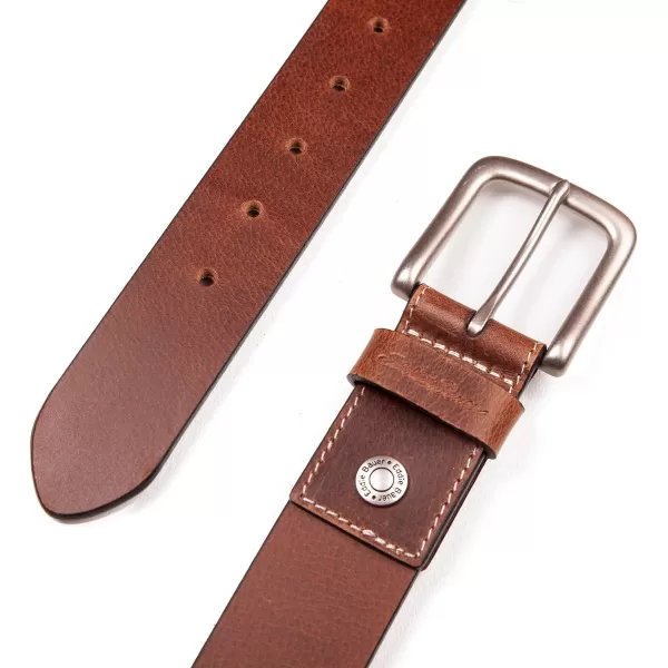 Eddie Bauer Mens Casual Leather Belt with Metal BuckleBridle Leather  Tan