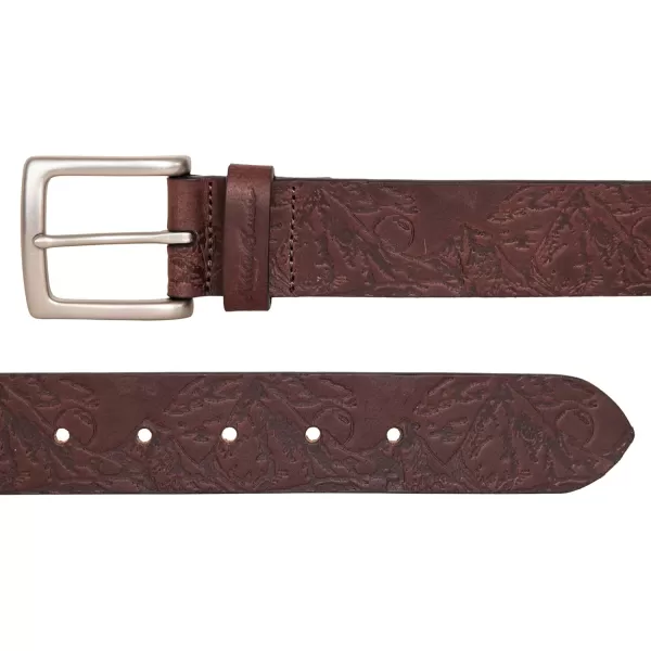 Eddie Bauer Mens Casual Leather Belt with Metal BuckleDebossed Adventure  Brown