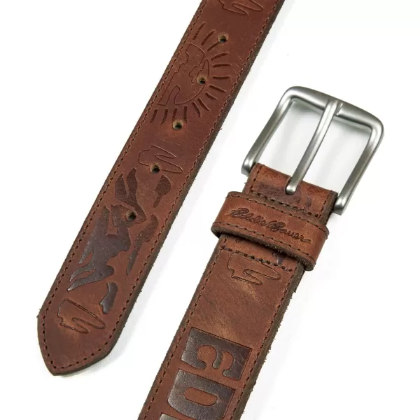 Eddie Bauer Mens Casual Leather Belt with Metal BuckleDebossed Logo  Tan