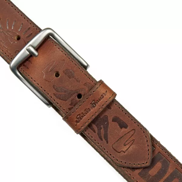 Eddie Bauer Mens Casual Leather Belt with Metal BuckleDebossed Logo  Tan