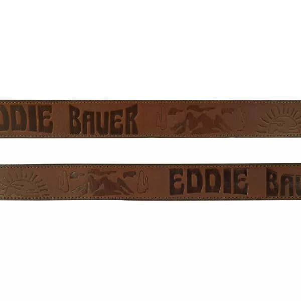 Eddie Bauer Mens Casual Leather Belt with Metal BuckleDebossed Logo  Tan