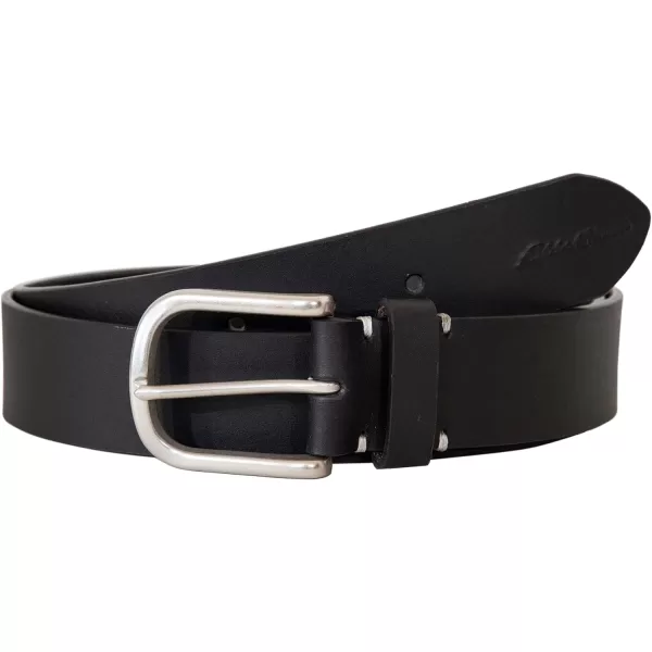 Eddie Bauer Mens Casual Leather Belt with Metal BuckleHand Tacked  Black