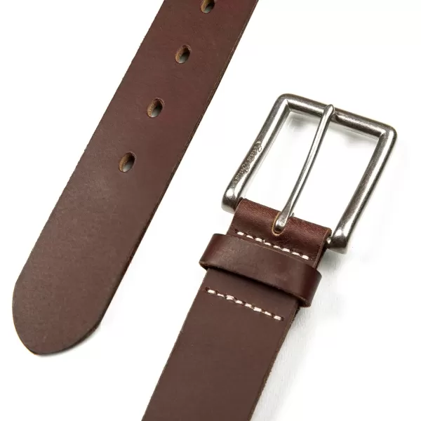 Eddie Bauer Mens Casual Leather Belt with Metal BuckleReinforced Tab  Brown