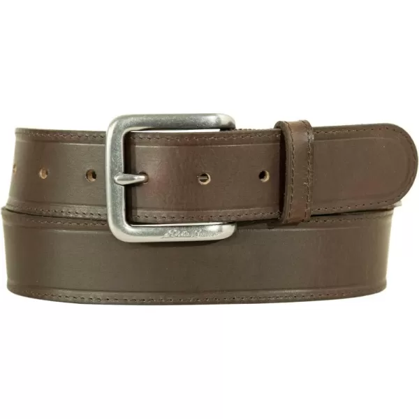 Eddie Bauer Mens Casual Leather Belt with Metal BuckleRugged Leather  Tan
