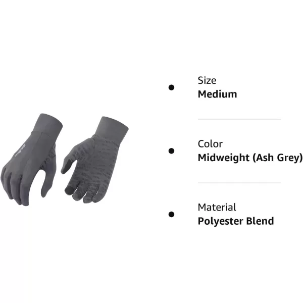 Eddie Bauer Mens Cold Weather Performance Glove Liners Multiple Sizes Multiple ColorsMidweight Ash Grey