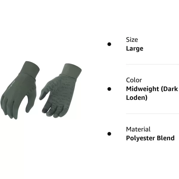 Eddie Bauer Mens Cold Weather Performance Glove Liners Multiple Sizes Multiple ColorsMidweight Dark Loden