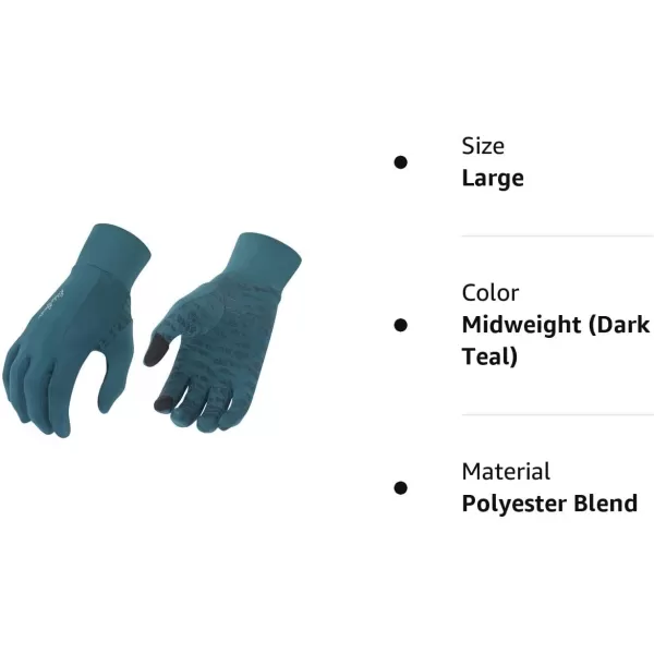 Eddie Bauer Mens Cold Weather Performance Glove Liners Multiple Sizes Multiple ColorsMidweight Dark Teal