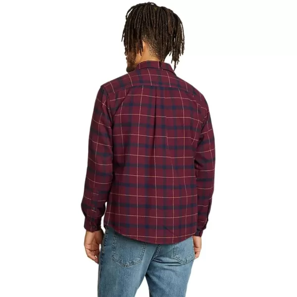 Eddie Bauer Mens Eddies Favorite Classic Fit Flannel Shirt  PlaidRegular Berry