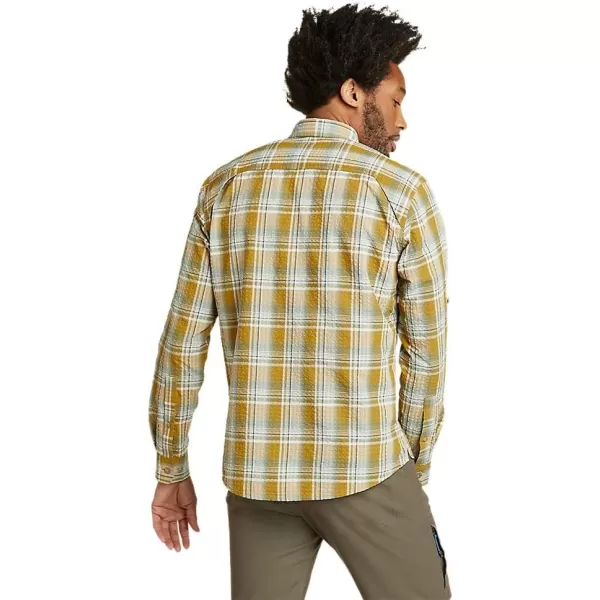 Eddie Bauer Mens Pack It Seersucker LongSleeve ShirtAntique Gold