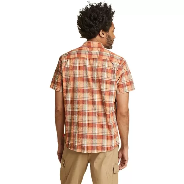 Eddie Bauer Mens Pack It Seersucker ShortSleeve ShirtTangelo