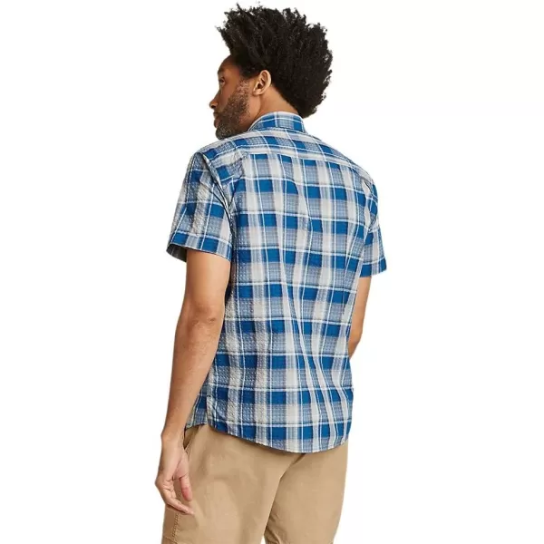 Eddie Bauer Mens Pack It Seersucker ShortSleeve ShirtTrue Blue