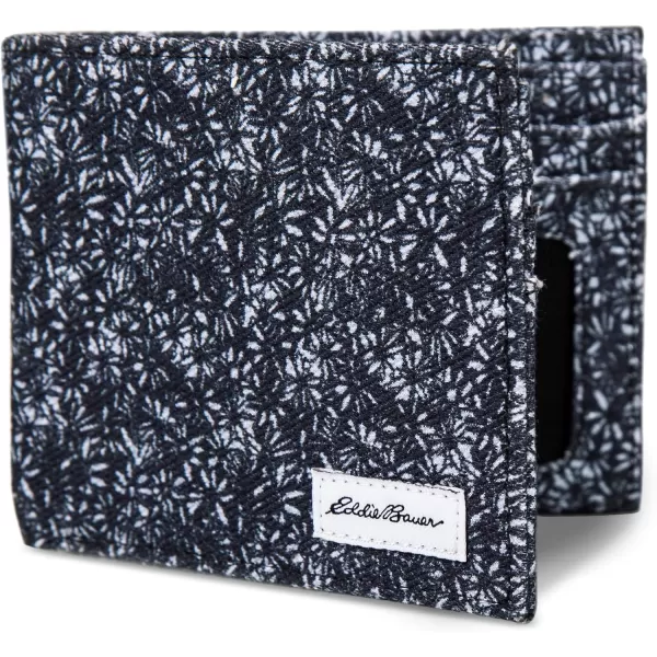 Eddie Bauer Mens Pioneer Printed Cotton Canvas Bifold WalletBlue