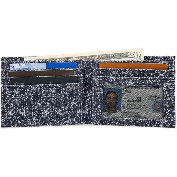 Eddie Bauer Mens Pioneer Printed Cotton Canvas Bifold WalletBlue