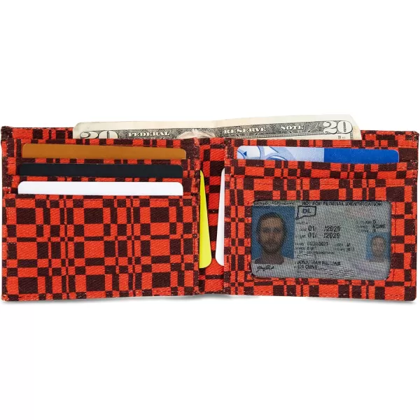 Eddie Bauer Mens Pioneer Printed Cotton Canvas Bifold WalletRed