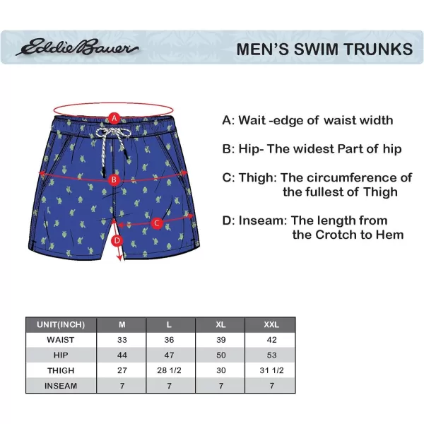 Eddie Bauer Mens SPF 50 Volley Swim Trunk  Fun Designs Comfortable and Stylish 7 InseamBrilliant Blue