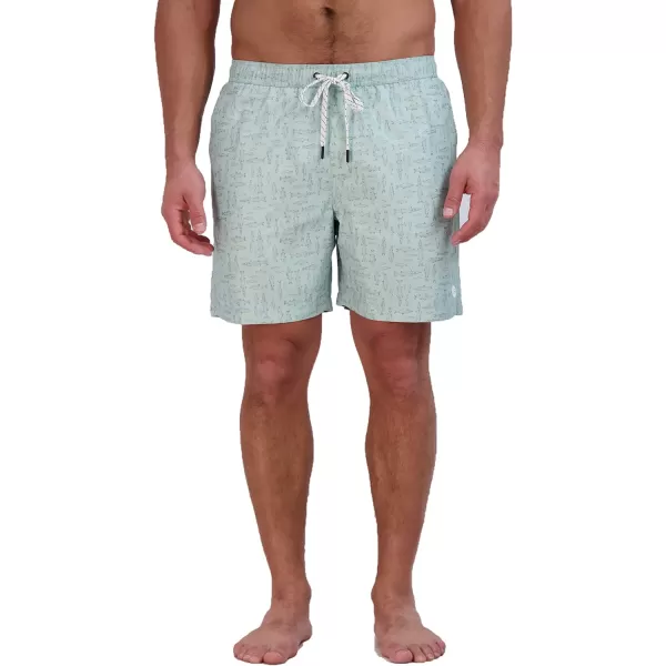 Eddie Bauer Mens SPF 50 Volley Swim Trunk  Fun Designs Comfortable and Stylish 7 InseamCeladon