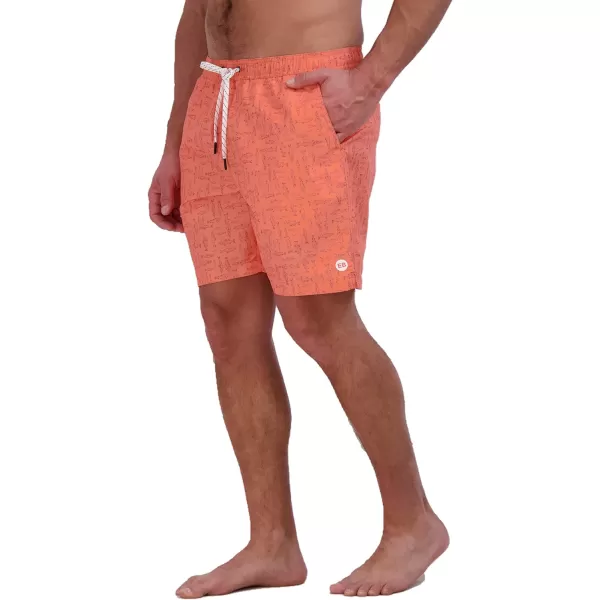 Eddie Bauer Mens SPF 50 Volley Swim Trunk  Fun Designs Comfortable and Stylish 7 InseamDusty Coral